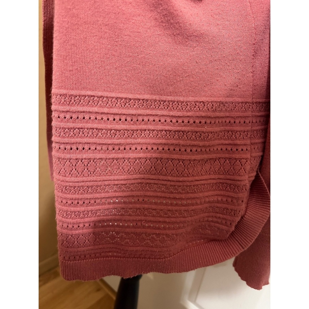 Lety & Me Dusty Rose Open Front Knit M Layering Cardigan Textured Hem Drape - Picture 4 of 5